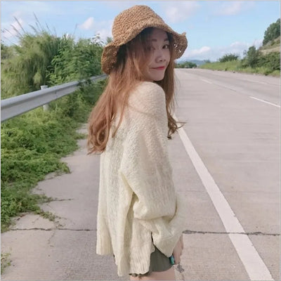 Kaguster Knitted Cardigan women plus size Summer cardigan Sweater women Loose Hollow coat kardigan Sweter Cardigans korean top