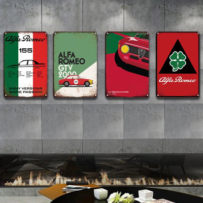 Vintage Alfa Romeo Art Poster Tin Sign Garage Home Decorative Metal Plate Retro Car Stickers Man Cave Decor Metal Plaque Signs