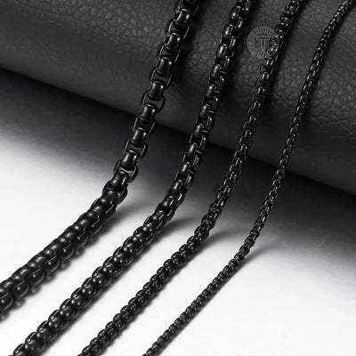 2mm 3mm 5mm Black Round Box Link Chain Necklace For Men Boy Stainless Steel Chain Necklace Wholesale Dropshipping Jewelry KNM118