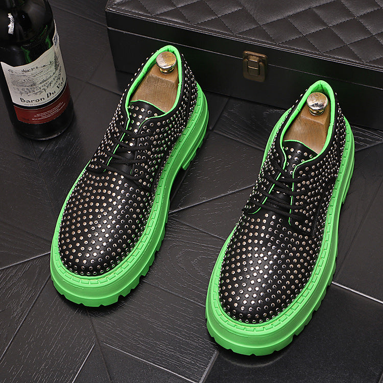 Men's Fashion Design Rivet Leather Shoes Platform Casual Shoes