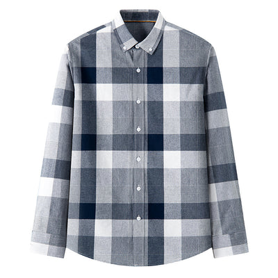 New Cotton Men's Long-sleeved Shirt British Plaid Shirt