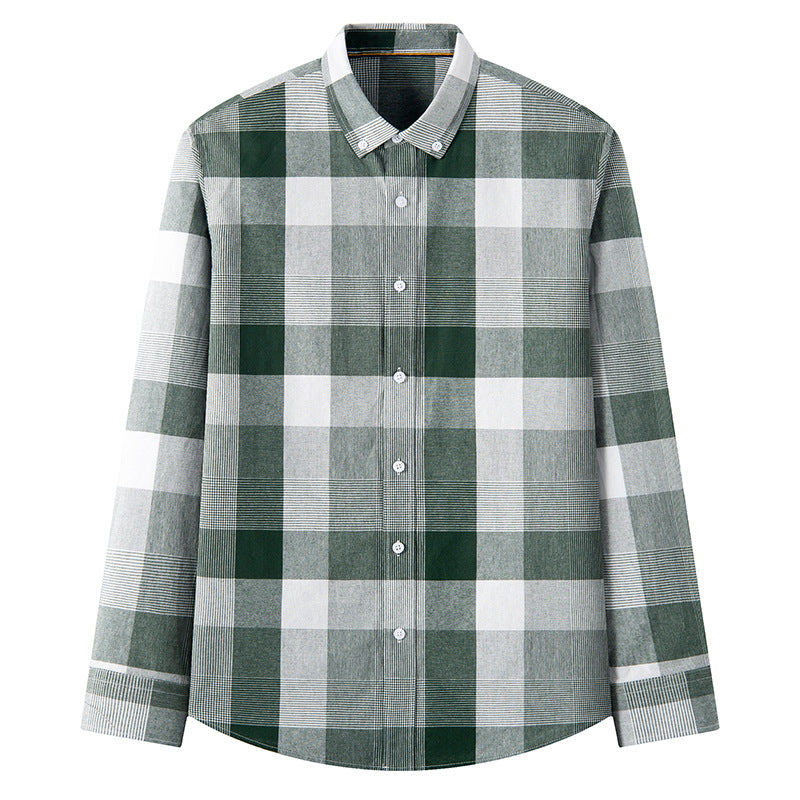 New Cotton Men's Long-sleeved Shirt British Plaid Shirt