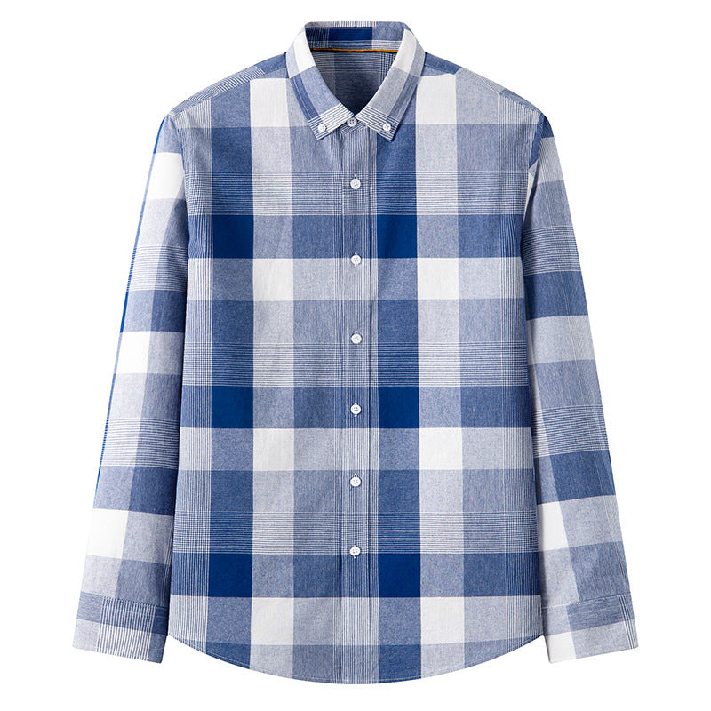 New Cotton Men's Long-sleeved Shirt British Plaid Shirt