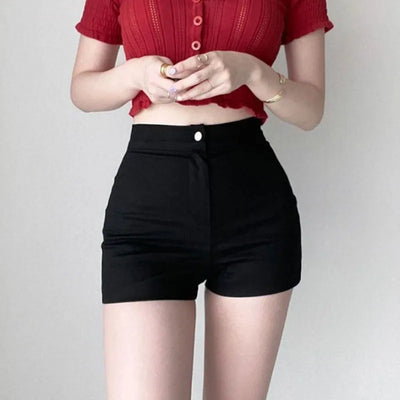 Summer High Waist Slim Shorts Women Korean Tight Elastic Bag Hip Three-point Hot Pants Casual Outer Wear Bottoms Female Clothes