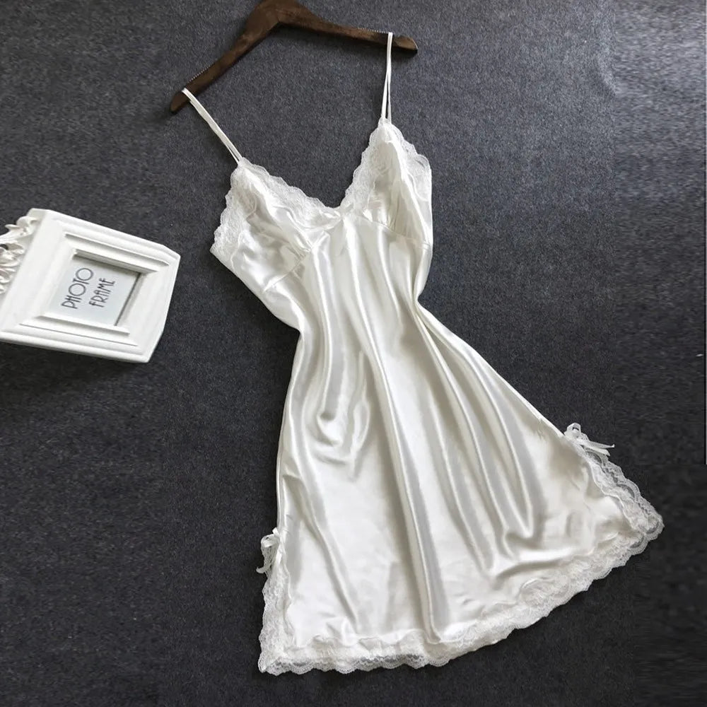 Lace Patchwork Camisola Lingerie Nighty Wedding Silk Dress 2023 Sleep Wear Nightdress Clothes Women Nightgowns Sexy Nightwear