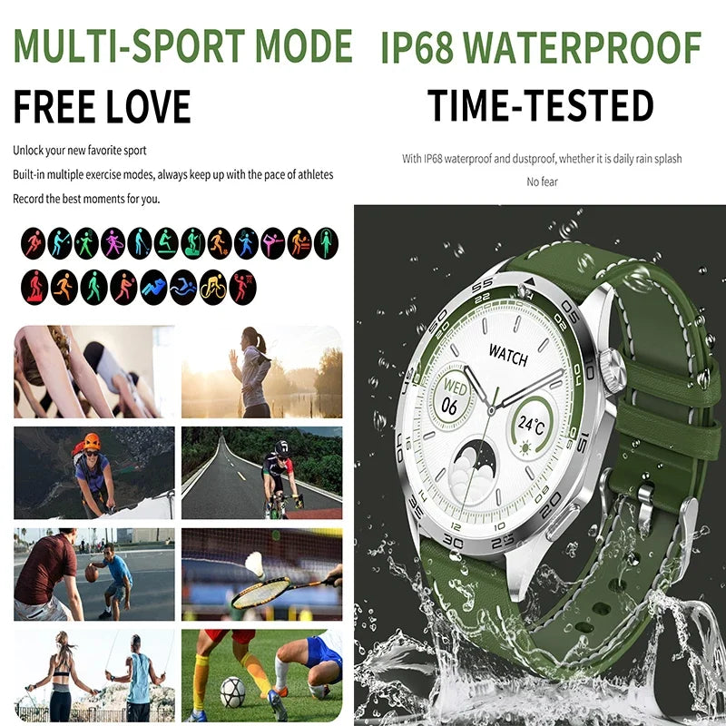 2024 New For Huawei GT 4 Smartwatch Men Women AMOLED NFC Compass Clock Bluetooth Call IP68 Waterproof Sport Smart Watch Bracelet