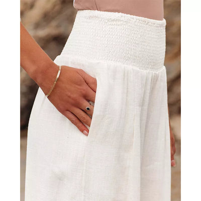 Spring Summer for Women 2022 New Women Pants Office Lady Cotton Linen Pockets Solid Loose Casual White Wide Leg Long Trousers