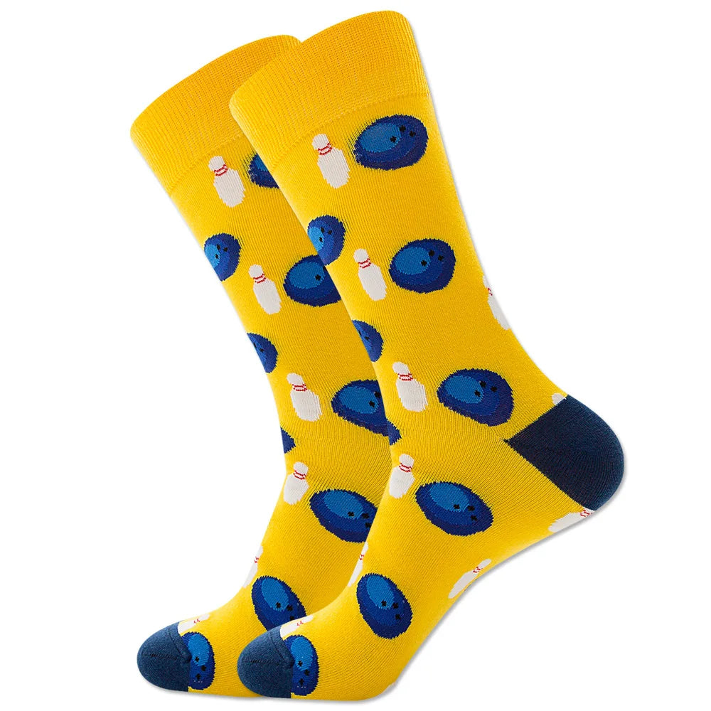 High Quality Combed Cotton Socks Football Tube Beer  Dot Funny Happy Men Socks Novelty Skateboard Crew Casual Socks