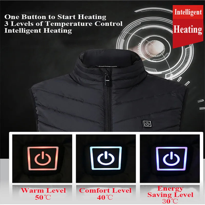 21 Areas Heated Vest Men Jacket Heated Winter Womens Electric Usb Heater Tactical Jacket Man Thermal Vest Body Warmer Coat 6XL