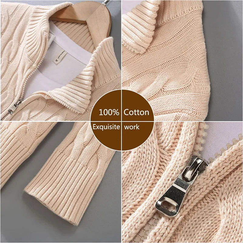 2022 Autumn Winter Brand Logo 100%Cotton Pullovers Sweaters Men'S Casual Stand-Up Collar Half-Zip Knitted Coat Fit 8509