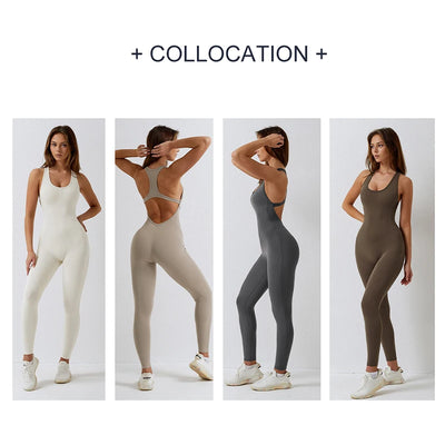 DANCEFISH 2023 New Beautiful Back Sleeveless Long Pants Sets Elegance U Collar Dancewear Workout Gym Aerial Yoga Jumpsuits