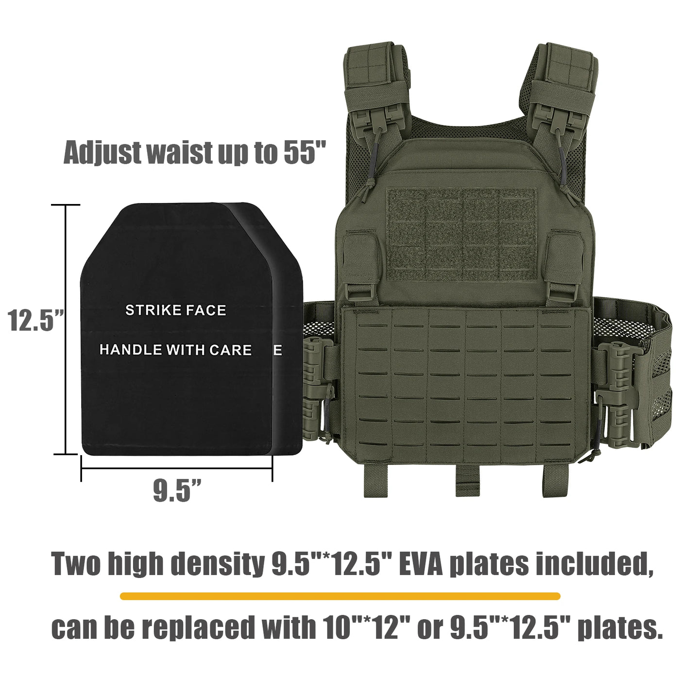 KRYDEX 500D Tactical Vest Laser Cutting MOLLE LAVC Plate Carrier Quick Release Buckle Airsoft Military Paintball CS Vest Gear