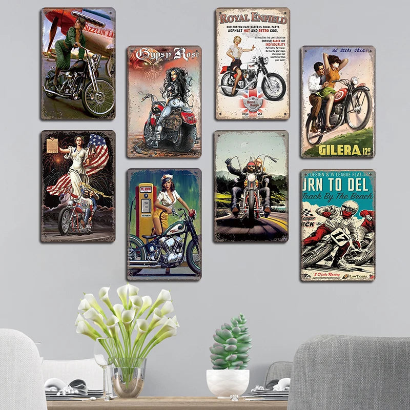 Motocross Poster Vintage Metal Tin Signs Motorcycle Grand Prix Metal Plaque Rero Wall Decor for Garage Moto Club Man Cave