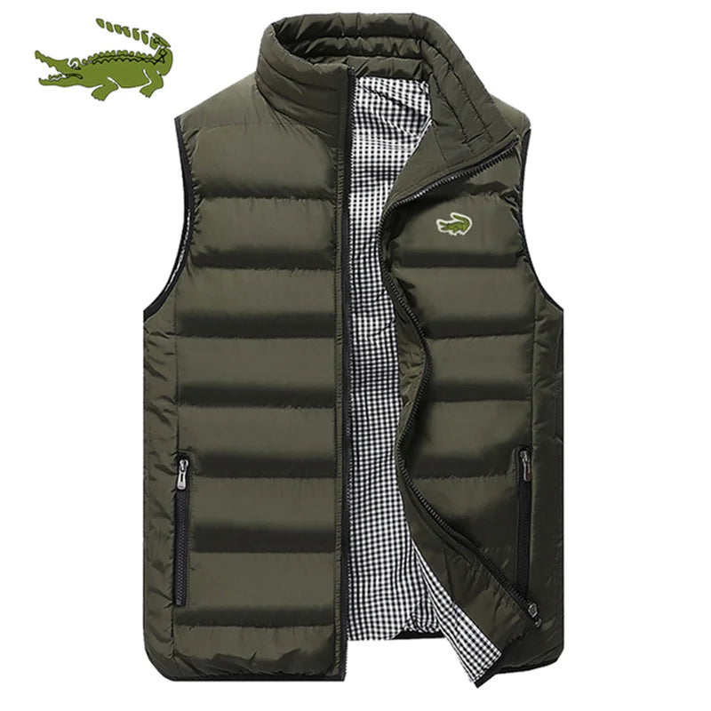 High Quality Brand Coats Vest Jacket Men's Fall and Winter Casual Comfortable Sleeveless Solid Color Thickened Cotton Jacket