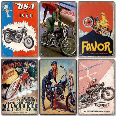 Motocross Poster Vintage Metal Tin Signs Motorcycle Grand Prix Metal Plaque Rero Wall Decor for Garage Moto Club Man Cave