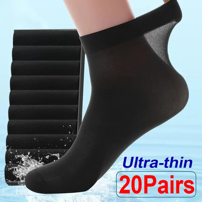 Men Ice Silk Socks Summer Spring Ultra-thin Socks Solid Business Socks Breathable Soft Socks Ankle Bamboo Fiber Socks