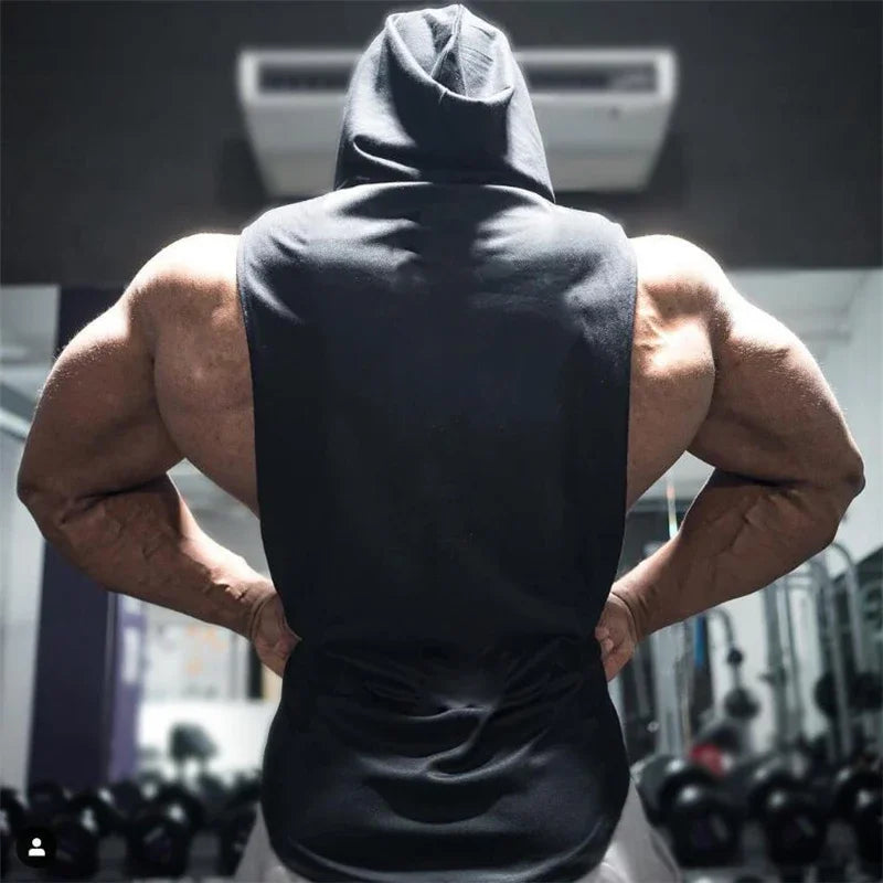 Muscleguys Liftwear Sleeveless Shirt with hoody Brand gyms Clothing Fitness Men Bodybuilding stringer tank tops Hoodies singlets