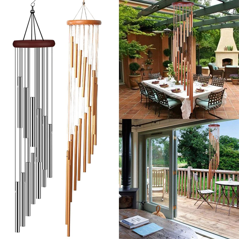 Musical Wind Chime 12 Tubes Pipe Wind Chimes Bells Decor Gold/silver For Living Bedroom Dining Coffee Shop Wind Chimes Tubes