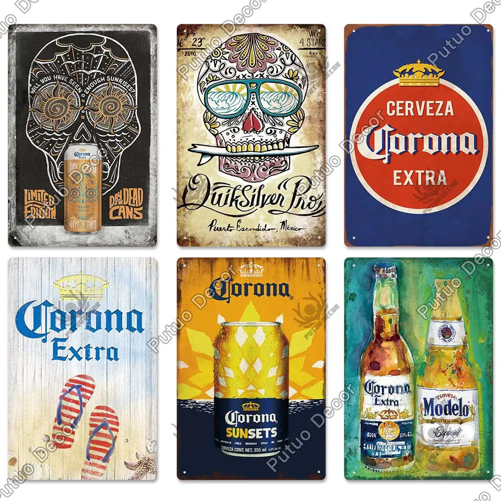 Putuo Decor Beer Brand Plaque Vintage Tin Sign Retro Metal Sign Decorative Plaque Wall Decor Pub Bar Man Cave Club Decoration