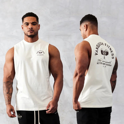 Summer New Sports Casual Men's Vest Jogger Gym Running Training Cotton Round Neck Sleeveless T-Shirt Training Clothing Tank Top