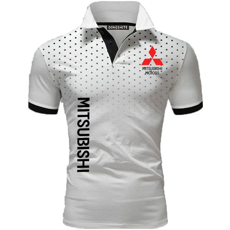 Color matching men's polo short-sleeved men's shirt Mitsubishi car logo print high quality hot sale men t shirt men polo shirt