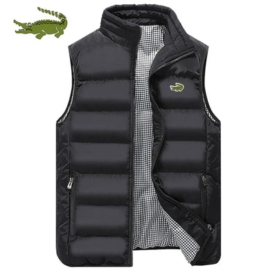 High Quality Brand Coats Vest Jacket Men's Fall and Winter Casual Comfortable Sleeveless Solid Color Thickened Cotton Jacket