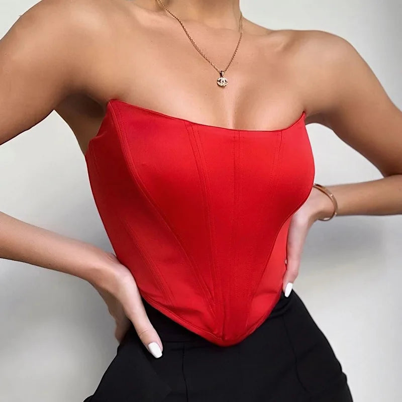 Sleeveless Off Shoulder Velvet Fashion Sexy Corset Crop Tops Vest Female Underwear Backless Bustier Top Solid  Crop Top Women