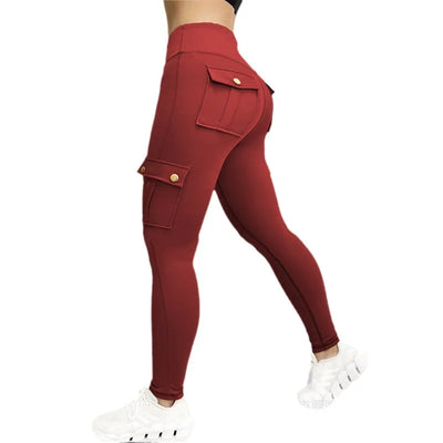 Pocket Design Butt Lifting Active Pants Workwear with Pocket Fitness Pants Women's High Elastic Tight Pants Running Trousers