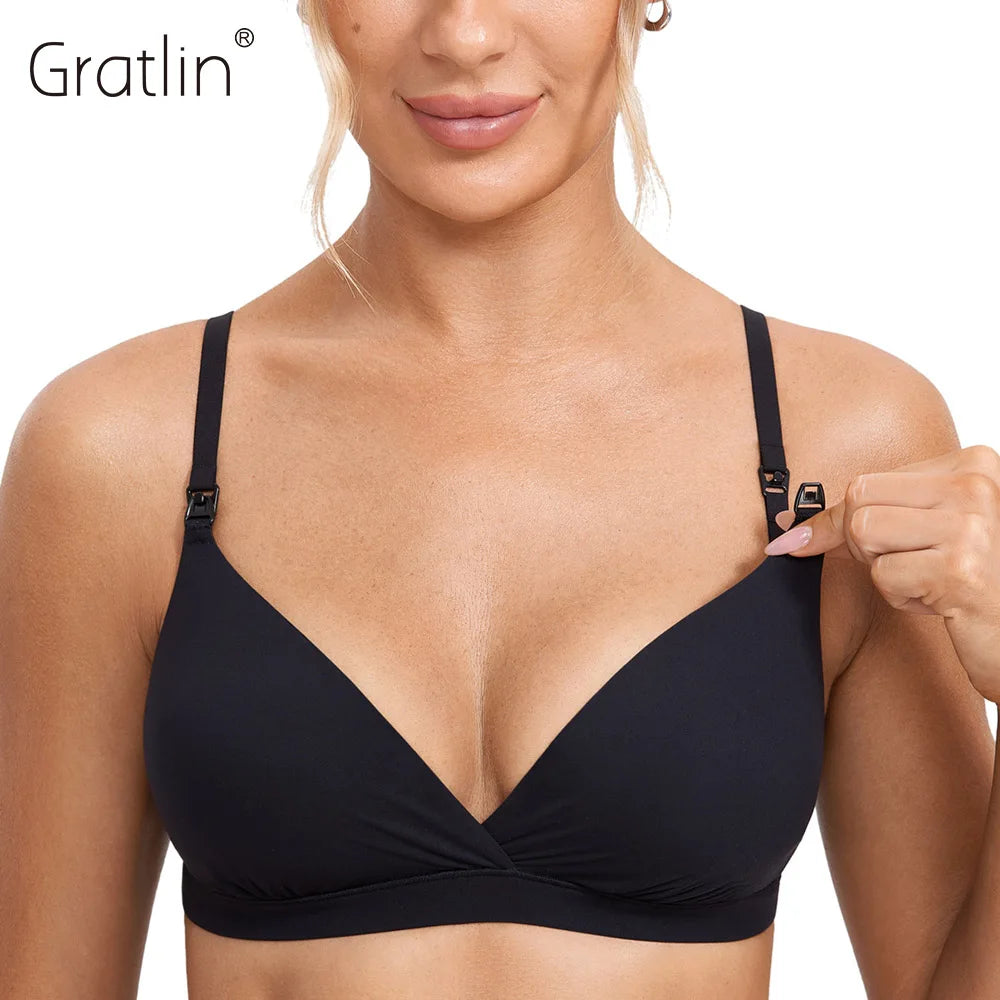 GRATLIN Maternity Nursing Bra Without Bones Natural Fit Crossover Breastfeeding Wirefree Lining For Pregnant Women Lingerie