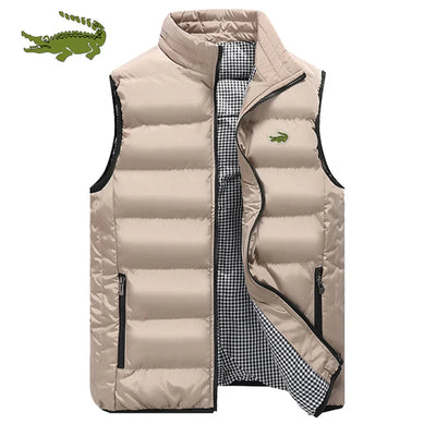 High Quality Brand Coats Vest Jacket Men's Fall and Winter Casual Comfortable Sleeveless Solid Color Thickened Cotton Jacket