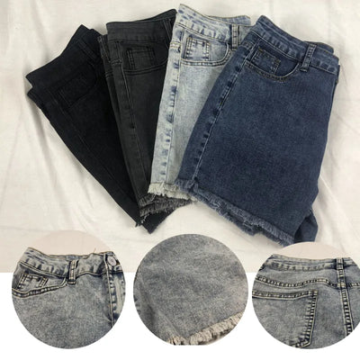 Women High Waist Denim Shorts Ripped Hole Bodycon Short Feminino Summer Shorts Jeans With Tassel clothes summer streetwear