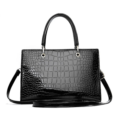 Stylish Crocodile Pattern Tote Bag, Solid Color Crossbody Bag With Detachable Strap,Perfect Handbag For Every Occasion