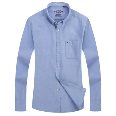 Men's Long Sleeve Oxford Plaid Striped Casual Shirt Mens Designer Clothes Button Down Collar Thick Work Shirts and Blouses