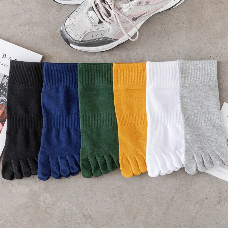 Men's Five Finger Ankle Sport Socks Cotton Breathable Mesh No Show Socks with Toes Fashion Sweat-absorbing High Quality Sokken