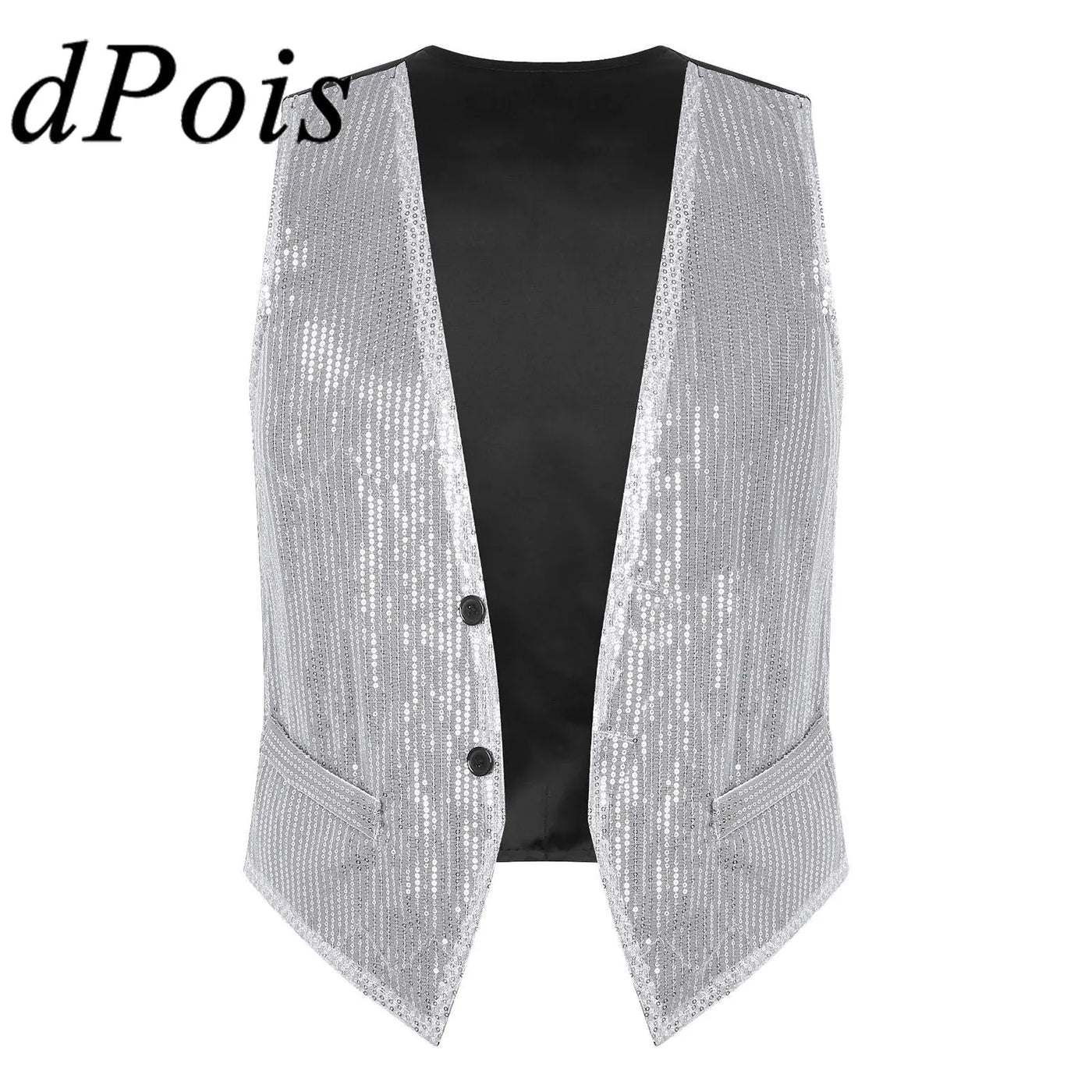 Mens Sparkling Sequins Vests Fashion Mans Sleeveless Waistcoat for Jazz Hip-hop Rave Dance Party Clubwear Performance Costume