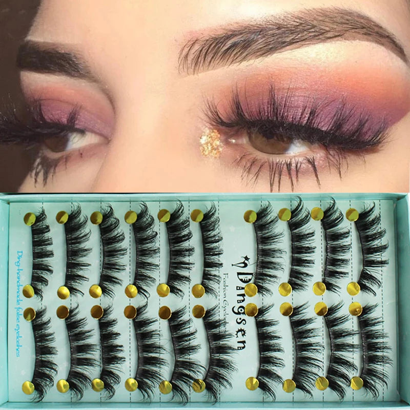 10 Pairs/Box 3D False Eyelashes Faux Mink Lashes Natural False Eyelashes Dramatic Volume Lashes Eyelash Extension Makeup Beauty