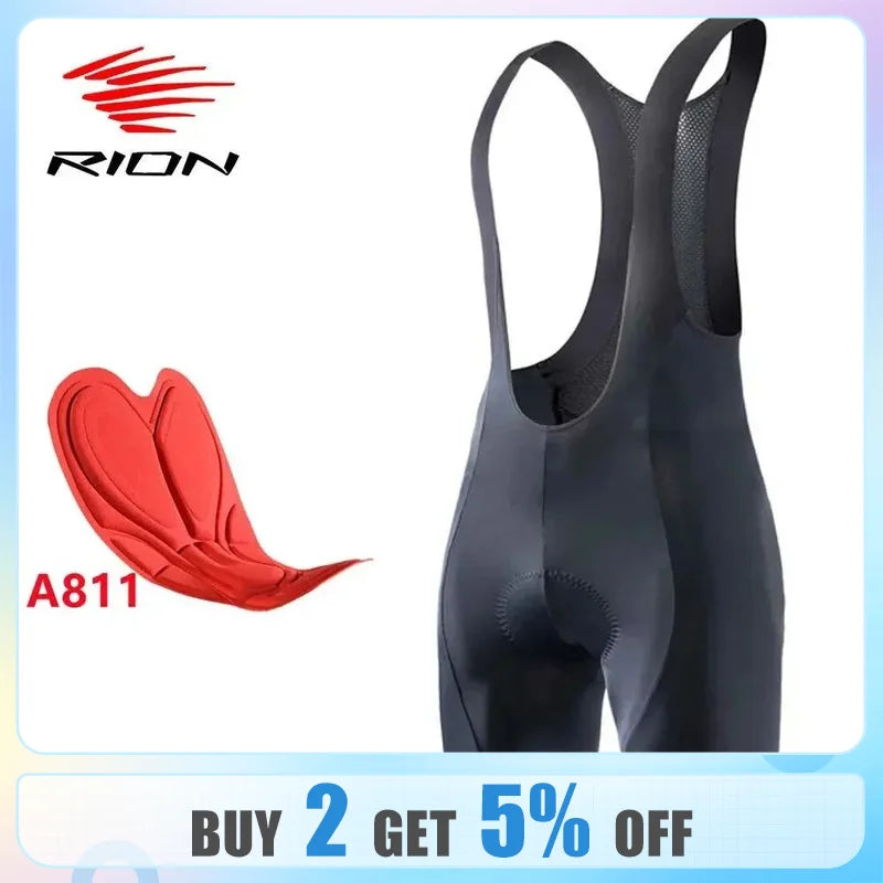 RION Summer Men MTB Bicycle Clothing Bib Shorts Padded 3 Hours Black Male MTB Road Mountain Tights Bike Clothes