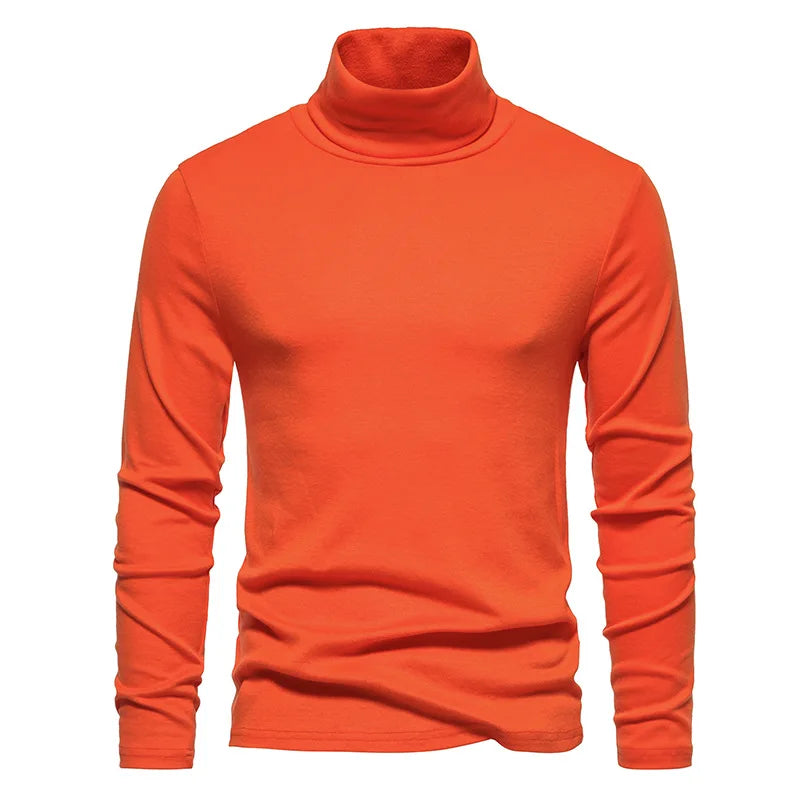 Mens Purple Turtleneck Sweater Autumn Winter Long Sleeve Warm Casual Basic Tops Slim Fit Warm Pullovers Undershirt Men 12 Colors