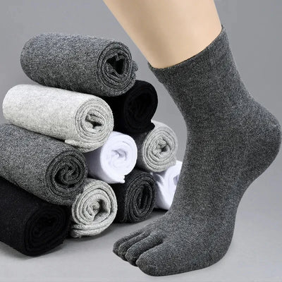 5pairs Solid Color Toe Socks Breathable Cotton Five Fingers Socks Sports Running Sweat Absorbent Antibacterial Ankle Crew Socks