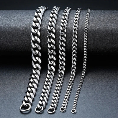 3-11mm Thick Waterproof Chain Bracelet for Men Stainless Steel Cuban Chain Wristband Classic Punk Heavy Men's Jewelry