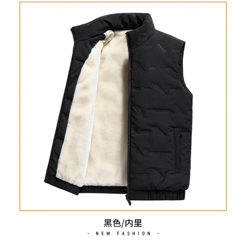 Men Cotton Thick Coat Jacket 2024 New Autumn Warm Male Winter Plus Size Clothing Men Waistcoat Casual Fashion Sleeveless Vest