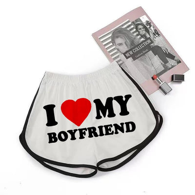 I Love My Boyfriend Shorts Women 2023 Sexy Botton Clothing High Waist Elastic pants short femme Summer Plus Size sports female