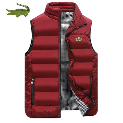 High Quality Brand Coats Vest Jacket Men's Fall and Winter Casual Comfortable Sleeveless Solid Color Thickened Cotton Jacket