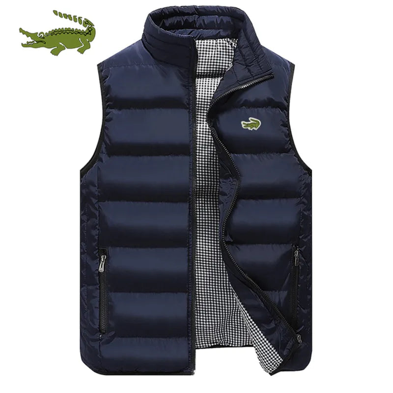 High Quality Brand Coats Vest Jacket Men's Fall and Winter Casual Comfortable Sleeveless Solid Color Thickened Cotton Jacket