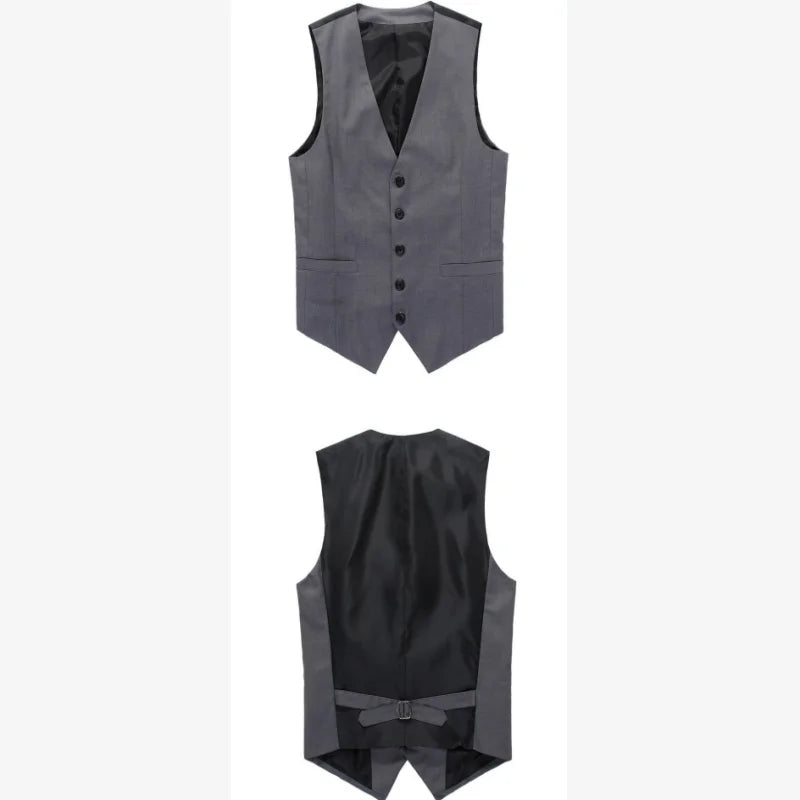 High-quality Cotton Men Fashion Design Suit Vest Grey Black High-end Male Business Casual Suit Vest Plus Size 7XL