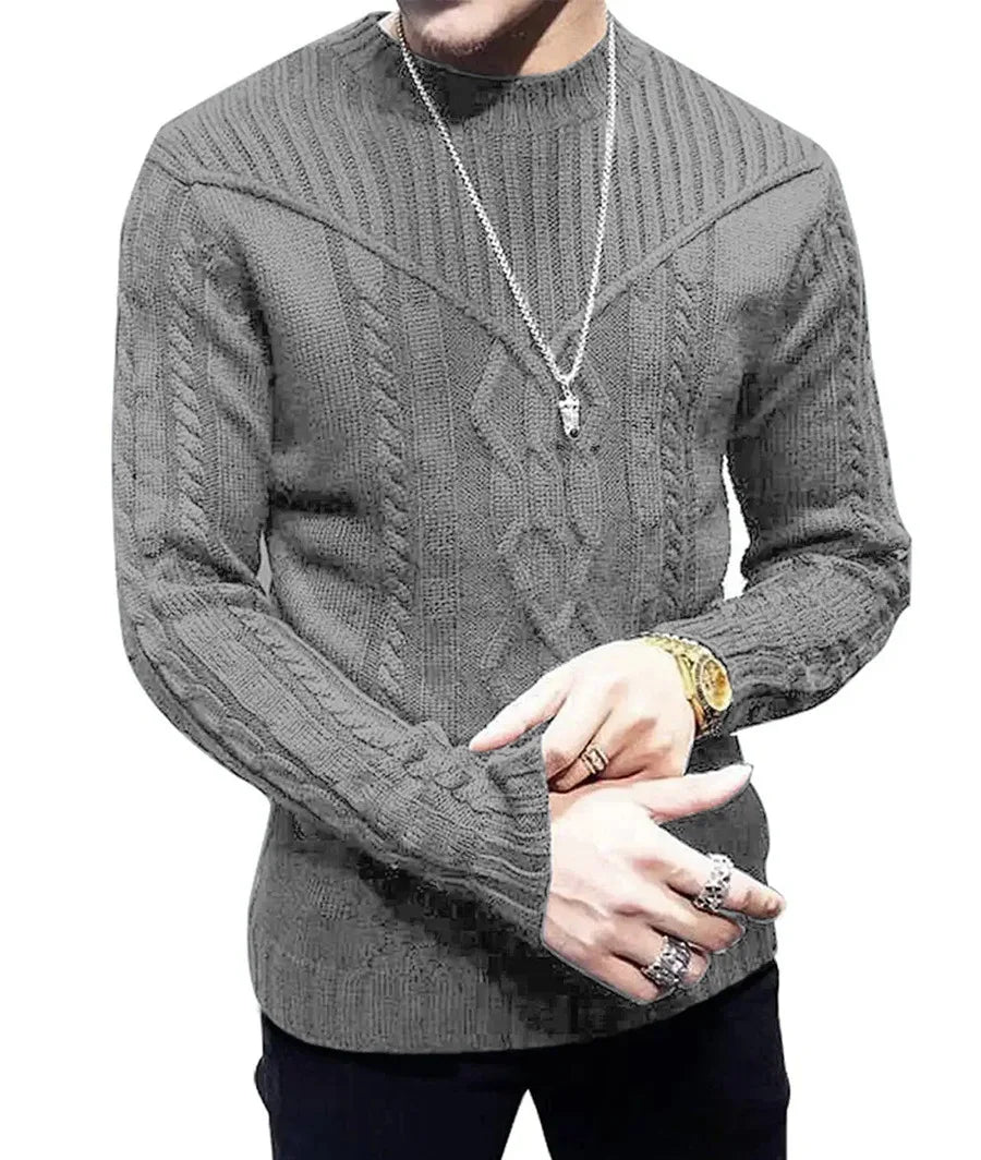 Vintage Basic Men Sweaters Solid Color O-neck Long sleeve Knitted Male Pullover Winter Fashion New Warm Sweater for Men Knitwear