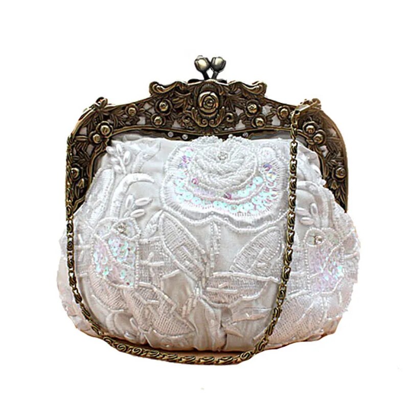 2023 New Vintage Beaded Evening Bag Embroidered Bag Diamond Sequined Clutch Hand Bag Bride Bag  Free Shipping