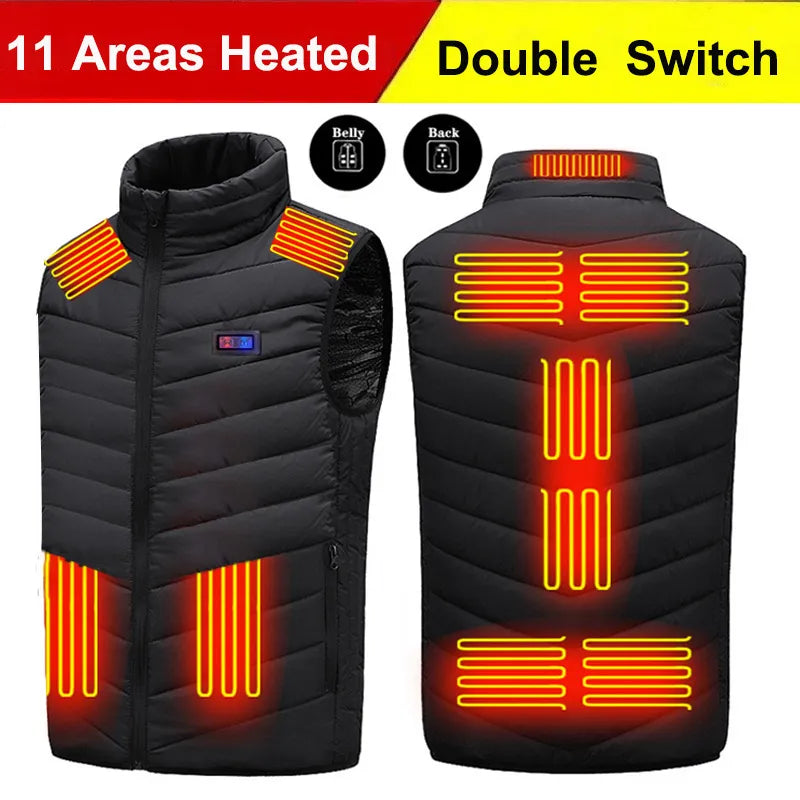 21 Areas Heated Vest Men Jacket Heated Winter Womens Electric Usb Heater Tactical Jacket Man Thermal Vest Body Warmer Coat 6XL