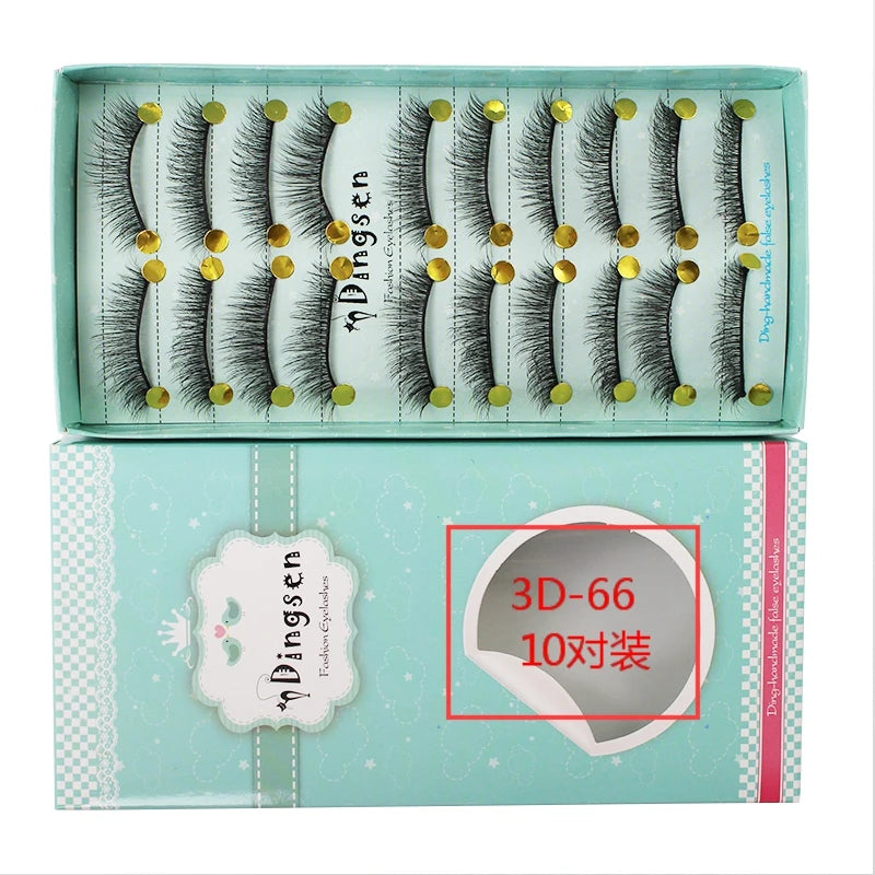 10 Pairs/Box 3D False Eyelashes Faux Mink Lashes Natural False Eyelashes Dramatic Volume Lashes Eyelash Extension Makeup Beauty