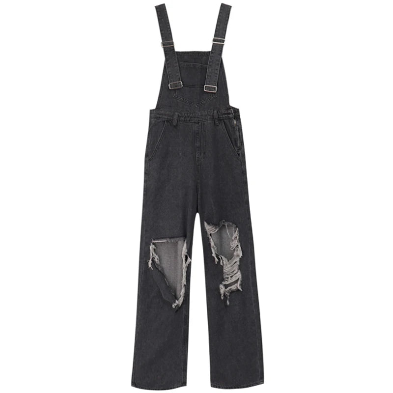 MEXZT Streetwear Denim Overalls Women 5Xl Y2K Vintage Hole Wide Leg Jeans Jumpsuit Summer High Waist Loose Casual Suspend Pants